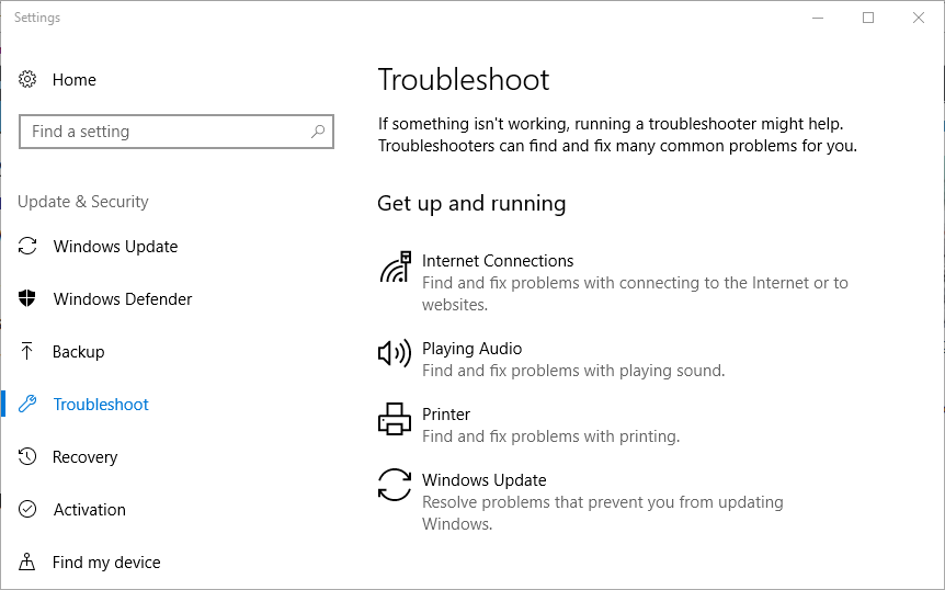 Hardware and Devices troubleshooter